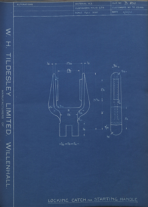 Crossley Motors LTD TR52918 Locking Catch for Starting Handle WH Tildesley Forging Technical Drawing