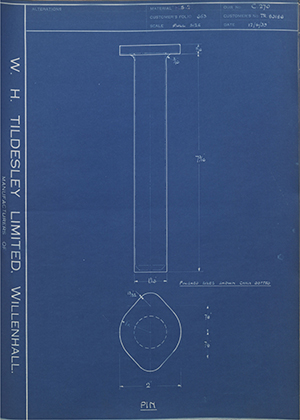 Crossley Motors LTD TR80186 Pin WH Tildesley Forging Technical Drawing