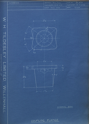 Crossley Motors LTD TR81512 Coupling Flange WH Tildesley Forging Technical Drawing