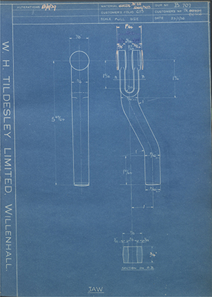 Crossley Motors LTD TR82322 / TR86506 Jaw WH Tildesley Forging Technical Drawing