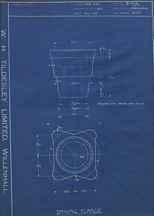 Crossley Motors LTD TR83446 / TR82104 Driving Flange WH Tildesley Forging Technical Drawing