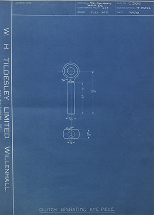 Crossley Motors LTD TR85554 Clutch Operating Eye Piece WH Tildesley Forging Technical Drawing