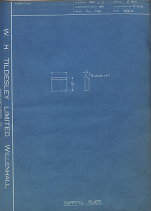 Crossley Motors LTD TR87131 Tapping Plate WH Tildesley Forging Technical Drawing