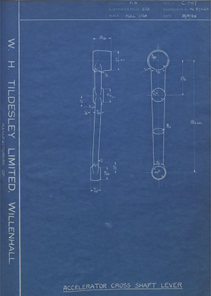 Crossley Motors LTD TR87463 Accelerator Cross Shaft Lever WH Tildesley Forging Technical Drawing