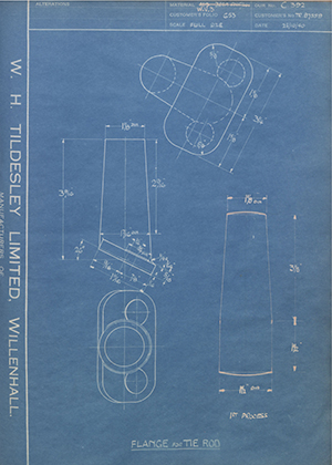 Crossley Motors LTD TR87559 Flange for Tie Rod WH Tildesley Forging Technical Drawing