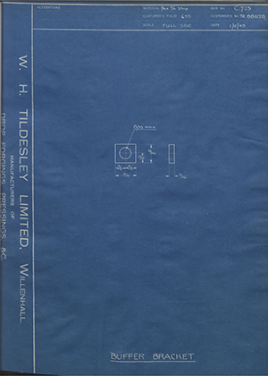 Crossley Motors LTD TR88628 Buffer Bracket WH Tildesley Forging Technical Drawing