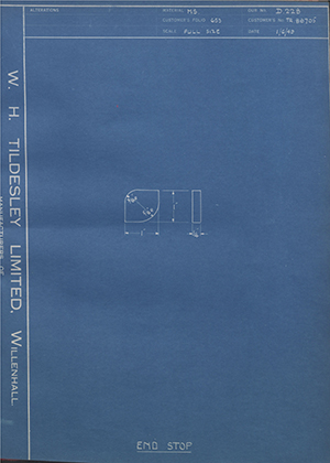 Crossley Motors LTD TR88705 End Stop WH Tildesley Forging Technical Drawing