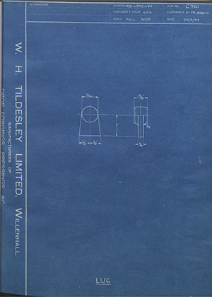 Crossley Motors LTD TR88858 Lug WH Tildesley Forging Technical Drawing