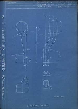 Crossley Motors LTD TR93790 Striking Lever WH Tildesley Forging Technical Drawing