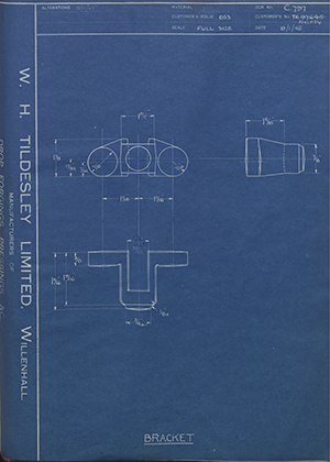 Crossley Motors LTD TR97645 / TR100084 Bracket WH Tildesley Forging Technical Drawing