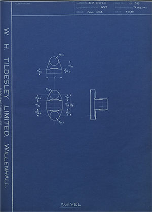 Crossley Motors LTD TR98040 Swivel WH Tildesley Forging Technical Drawing