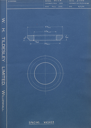 Crossley Motors LTD Z7/44840 Spacing Washer WH Tildesley Forging Technical Drawing