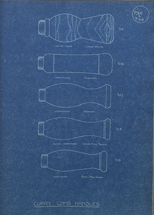 Curry Comb Handles WH Tildesley Forging Technical Drawing