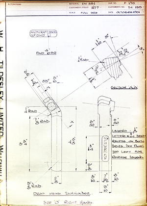 D.P Plews LTD - Denford Small Tools LTD TH155 Drophead Tool Holder - Size 0 - Right Hand WH Tildesley Forging Technical Drawing