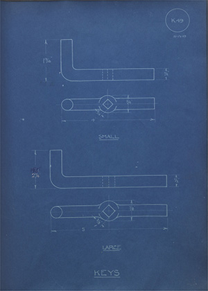 David Scott & Company Keys WH Tildesley Forging Technical Drawing