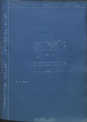 Diamond Motors 35 Pressed Link WH Tildesley Forging Technical Drawing