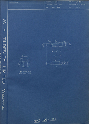 Direct Engineering Co 1350933 Yoke End 2BA WH Tildesley Forging Technical Drawing