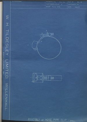 E Williams & Company  Assembly of Hose Pipe Clip - Small WH Tildesley Forging Technical Drawing