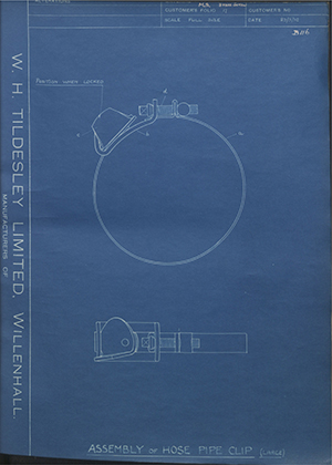 E Williams & Company  Assembly of Hose Pipe Clip WH Tildesley Forging Technical Drawing