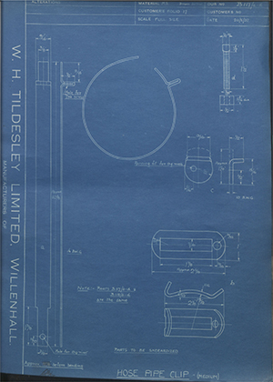 E Williams & Company  Hose Pipe Clip (Medium) WH Tildesley Forging Technical Drawing