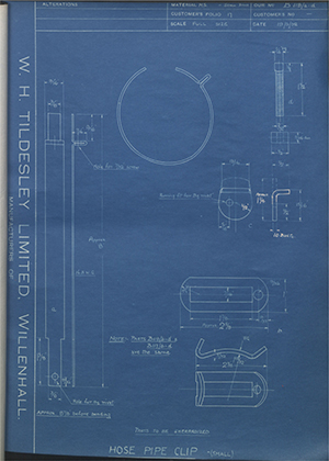 E Williams & Company  Hose Pipe Clip - Small WH Tildesley Forging Technical Drawing