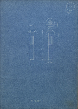 E.W Hudson & Co Rim Bolt WH Tildesley Forging Technical Drawing