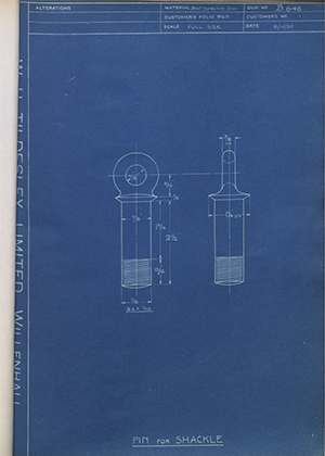 Edge & Sons LTD  Pin for Shackle WH Tildesley Forging Technical Drawing