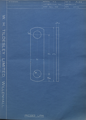 Edge & Sons LTD  Pressed Link WH Tildesley Forging Technical Drawing