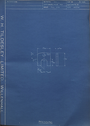 Edge & Sons LTD  Pressing WH Tildesley Forging Technical Drawing