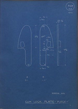 Edward Chilton & Son Gun Lock Plate - Purdey WH Tildesley Forging Technical Drawing