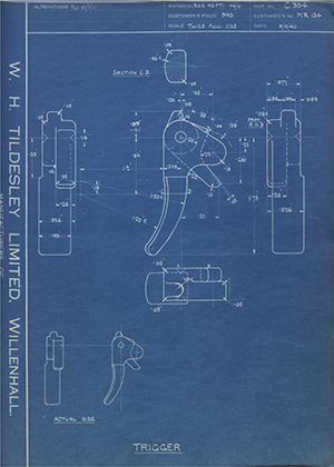 Edward Chilton & Son MR134 Trigger WH Tildesley Forging Technical Drawing