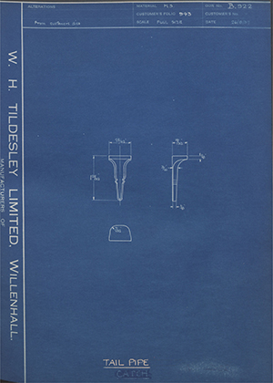 Edward Chilton & Son  Tail Pipe WH Tildesley Forging Technical Drawing