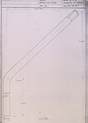 Elwells Engineers LTD 5J3691 Lever WH Tildesley Forging Technical Drawing