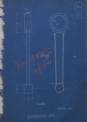 Enfield Cycle Co LTD 11709 Connecting Rod WH Tildesley Forging Technical Drawing