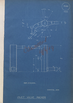 Enfield Cycle Co LTD 13094 Inlet Valve Rocker WH Tildesley Forging Technical Drawing