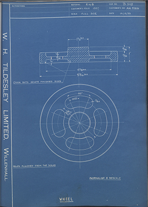 Enfield Cycle Co LTD AN37691 Wheel WH Tildesley Forging Technical Drawing