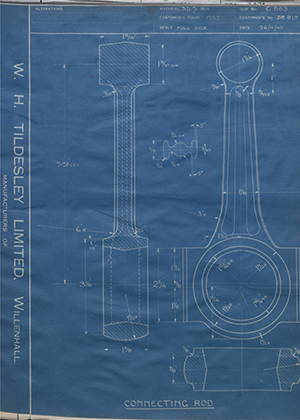 Enfield Cycle Co LTD DE879 Connecting Rod WH Tildesley Forging Technical Drawing