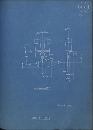 Enfield Cycle Co LTD W1186/LH Fork End - LH WH Tildesley Forging Technical Drawing