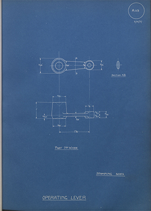 Enfield Cycle Co LTD W11991 Operating Lever WH Tildesley Forging Technical Drawing