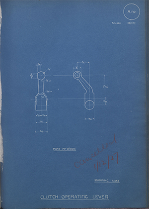 Enfield Cycle Co LTD W12016 Clutch Operating Lever WH Tildesley Forging Technical Drawing