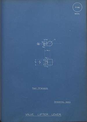 Enfield Cycle Co LTD W12242 Valve Lifter Lever WH Tildesley Forging Technical Drawing