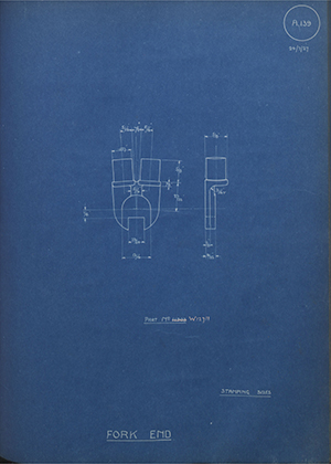 Enfield Cycle Co LTD W12711 Fork End WH Tildesley Forging Technical Drawing