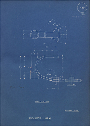 Enfield Cycle Co LTD W12732 Rocker Arm WH Tildesley Forging Technical Drawing