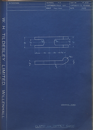 Enfield Cycle Co LTD W14502 Clamp for Tappet Guide WH Tildesley Forging Technical Drawing