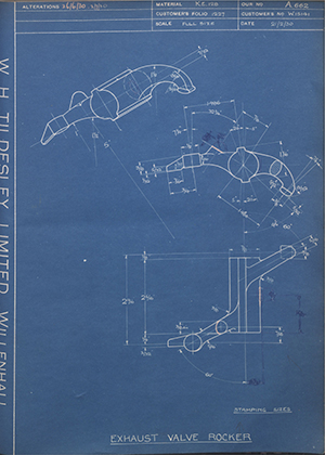 Enfield Cycle Co LTD W15141 Exhaust Valve Rocker WH Tildesley Forging Technical Drawing