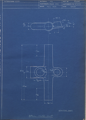 Enfield Cycle Co LTD W15440 Ball Head Clip WH Tildesley Forging Technical Drawing