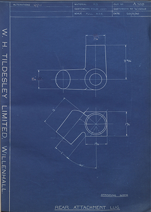 Enfield Cycle Co LTD W15519 Rear Attachment Lug WH Tildesley Forging Technical Drawing