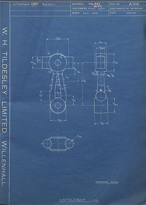 Enfield Cycle Co LTD W15639 Handlebar Lug WH Tildesley Forging Technical Drawing