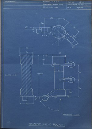 Enfield Cycle Co LTD W16023 Exhaust Valve Rocker WH Tildesley Forging Technical Drawing