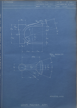 Enfield Cycle Co LTD W16254 Gear Rocker Arm WH Tildesley Forging Technical Drawing